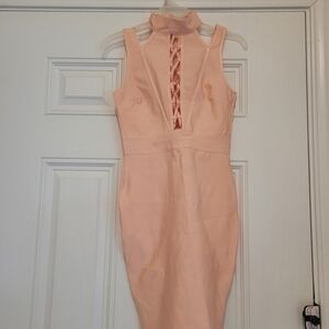 Fashion Nova Peach Halter Mini Dress